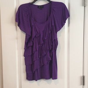 Purple ruffled short sleeve top